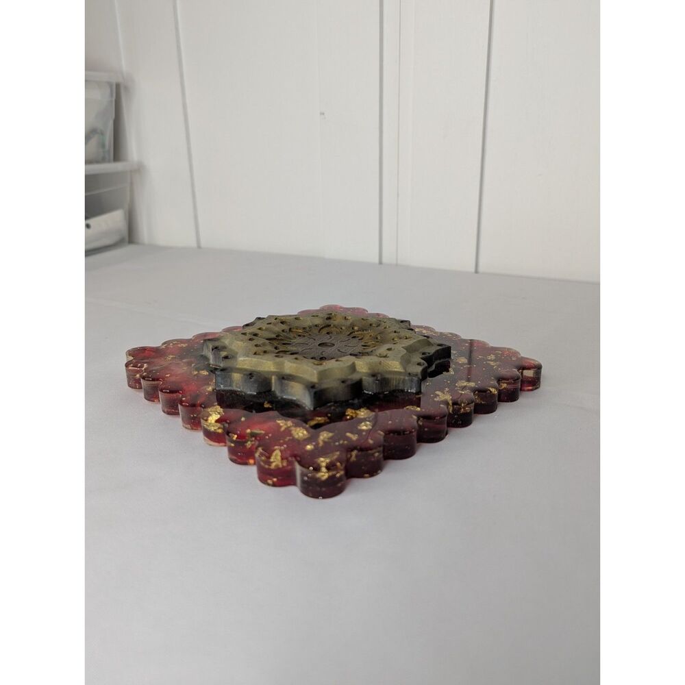 Resin Wall Art - Red, Gold, Handmade, New - Picture 5 of 7